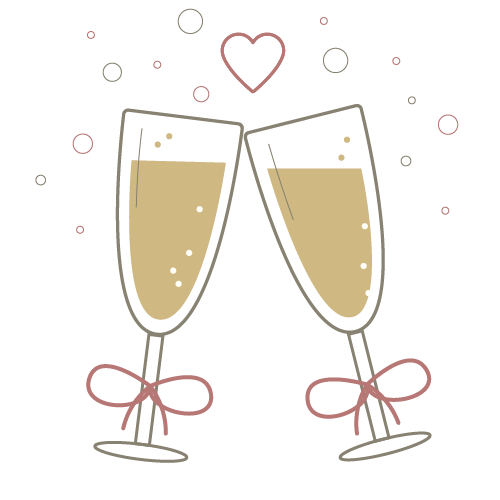 Illustrations de deux coupes de champagne durant un mariage. Mikhi Photographie, Photographe Mariage Pays de Gex Suisse